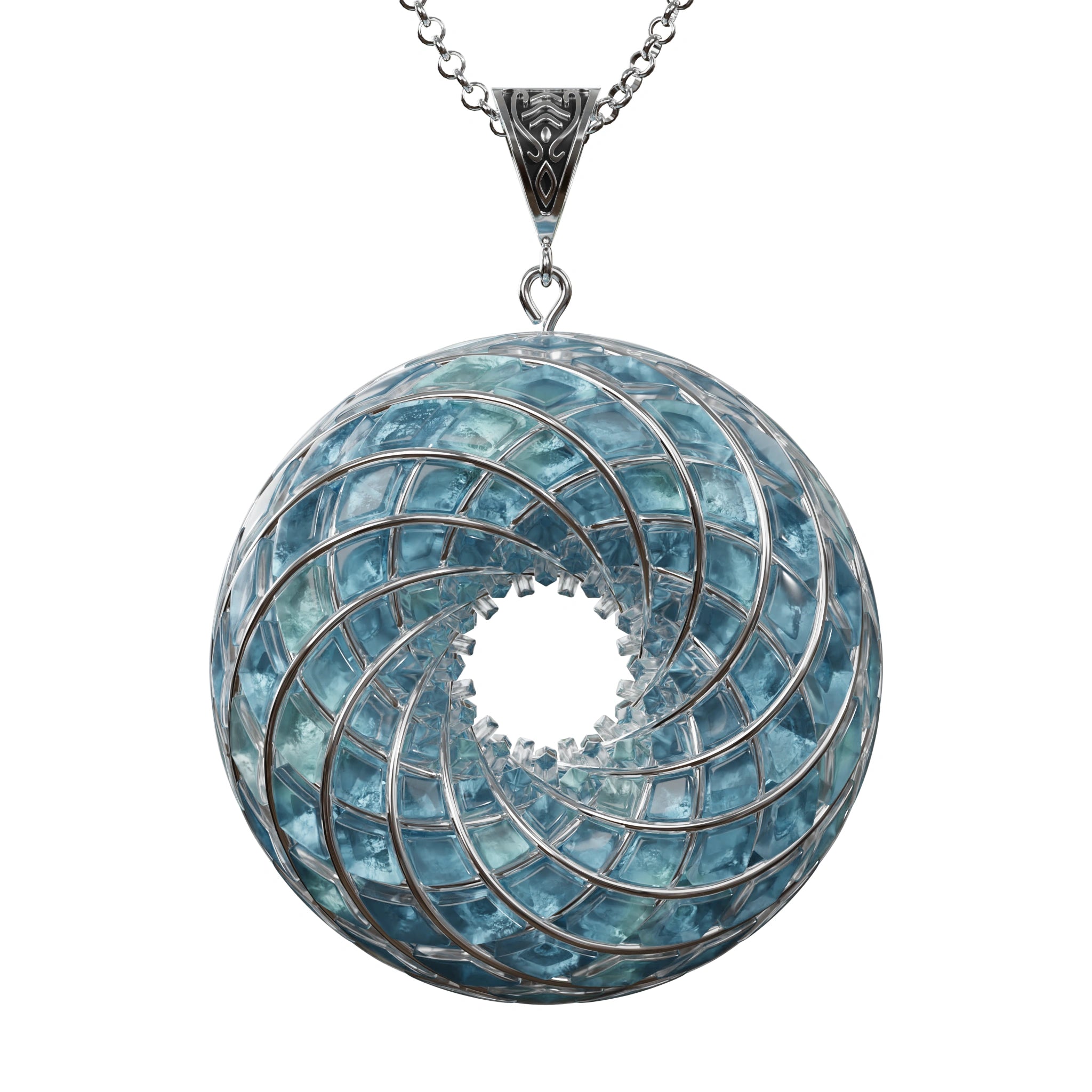 Aqua Superluminal iTorus iZ Crystal Toroidal Pendant